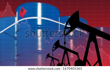 Oil refining. The graph depicts the cost of oil. Drop in petroleum income. The concept is to contain production to increase prices. Meeting Concept - OPEC to regulate petroleum prices. Oil industry