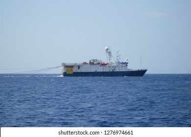 Oil Research And Exploration Seismic Vessel Or Ship In Sea