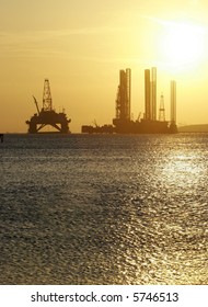 Oil Rig In The Caspian Sea Near Baku