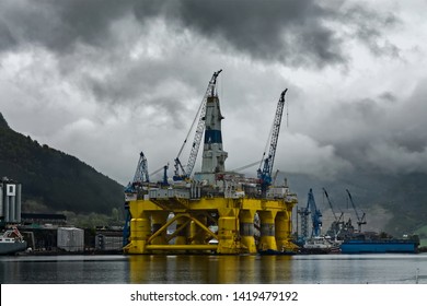 Oil Rig Construction Near Ølensvåg, Norway