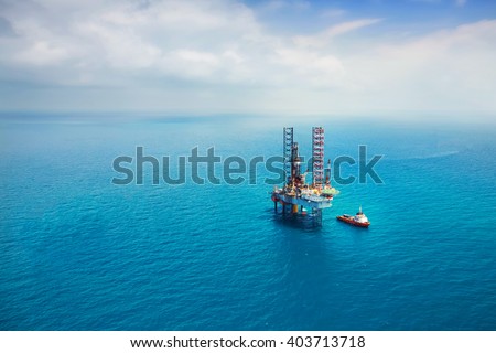 Oil rig in the gulf with copy space