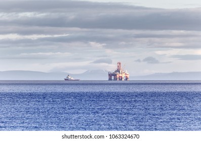 Oil Rig  In Moray Firth Scotland