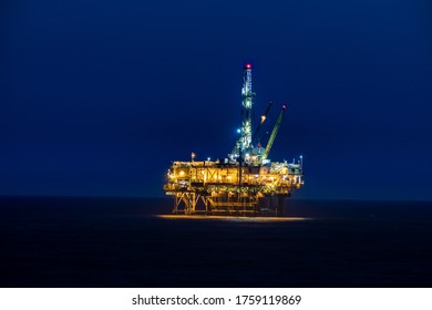 Oil Rig Off Shore Of Huntington Beach CA