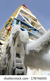 Oil rig under frost