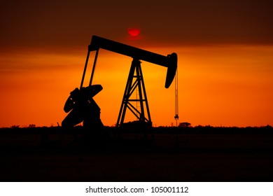 Oil Rig in West Texas during Sunset