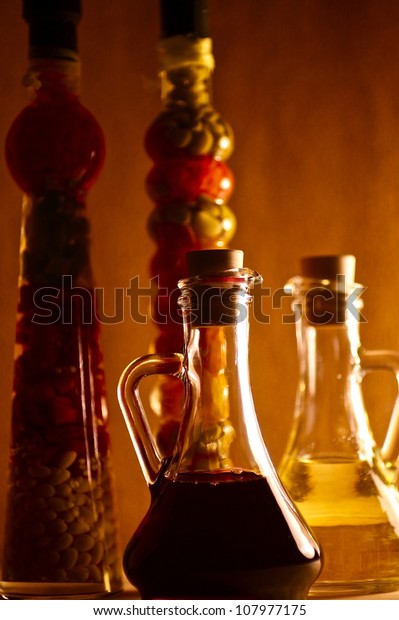 Oil Spices Glass Decorative Bottles Household Stock Photo Edit