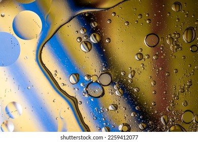 Oil stains and stains on the water surface.