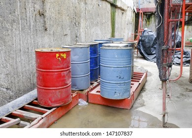 Oil Tank At Construction Site