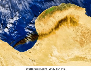 Oil Tank Fires in Libya. Military attacks sent smoke billowing from oil production facilities near Sidra. Elements of this image furnished by NASA.