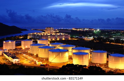 Oil Tank At Night