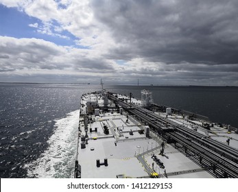 Oil Tanker Into Danish Straits. Öresundsbron. Oresund Bridge.