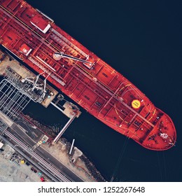 Oil Tanker Ship Aerial Birds Eye View