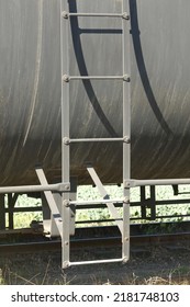 Oil Tanker Train Car On Tracks In The Countryside