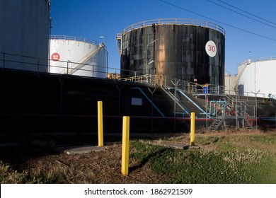 Oil Terminal Tank Farm Storage In The Western Suburbs Of Melbourne, Australia.