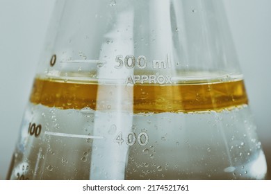 Oil in water emulsions, Oil mixing in liquid phase, Science laboratory, Chemical substance in cylinder, Medical formulating and cosmetic research. - Shutterstock ID 2174521761
