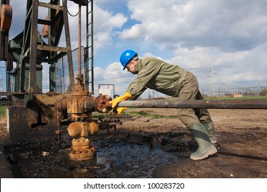 Oil Worker Check Oil Pump