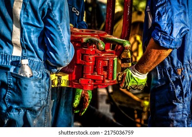 Oil Workers On Oil Rig Texas