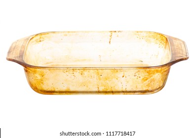 Oily Greasy Dirty Glass Dish On White Background Isolation