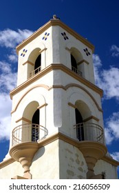 The Ojai post office tower with a nice blue sky and clouds