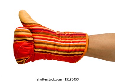 Ok Gesture With A Red Oven Glove