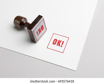 OK! Text On Paper From Rubber Stamp