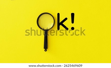 Ok word is shown using the text as agreement concept. OK as abbreviation for okay symbolising success in research or searching