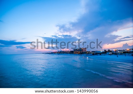 okaloosa pier and beach scenes at sunset in florida Stock photo © 