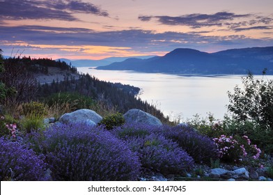 Okanagan Lake In The Cloudy Morning