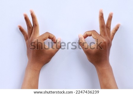 okay style both hands gesture isolated on white background