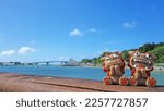 Okinawa Sea and Shisa Toguchi Port, Motobu Town, Okinawa Prefecture                   