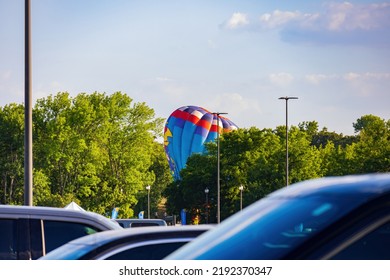 Oklahoma, AUG 12 2022 - Hot Air Ballon Raising In The Firelake Fireflight Balloon Festival Event