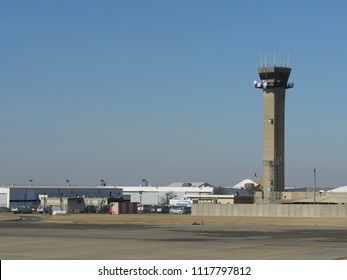 OKLAHOMA CITY, USA—JANUARY 2018: Control Tower At The Will Rogers World Airport In Winter.