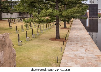 Oklahoma City, OK, US - April 10, 2022: Memorial To The Bombing Of The Murrah Federal Building That Was Blown Up In A Domestic Terrorism Event In 1995.