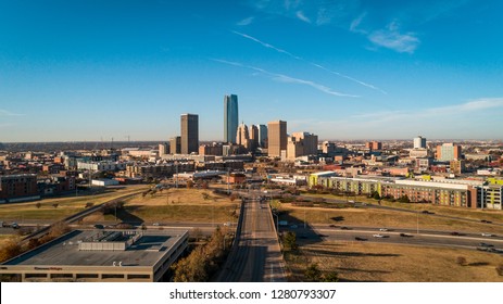 Oklahoma City, OK / USA - December 1 2018: Witness the hustle and bustle of beautiful Downtown Oklahoma City.