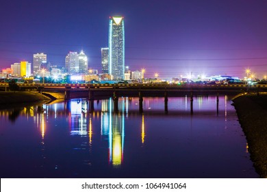 Oklahoma City Skyline At Night. This Shows How Beautiful The Oklahoma Night Sky Can Be, Even With Light Pollution.   