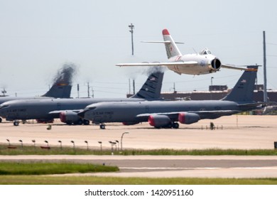 OKLAHOMA CITY, OKLAHOMA / USA - June 2, 2019: A Cold War Era Mig-17 Performs A Flyby At The Star Spangled Salute Air & Space Show At Tinker Air Force Base.