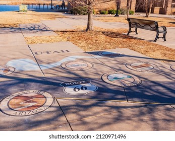 Oklahoma, JAN 24 2022 - Sunny View Of The Landscape In Route 66 Park