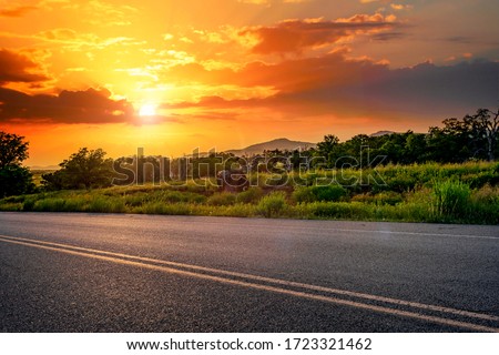 Oklahoma landscape at sunset.  Wichita Mountain Wildlife Preserve, Lawton, Oklahoma, United States. 