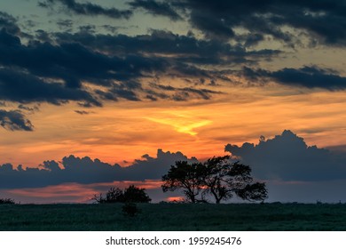 An Oklahoma Roadside At Sunset