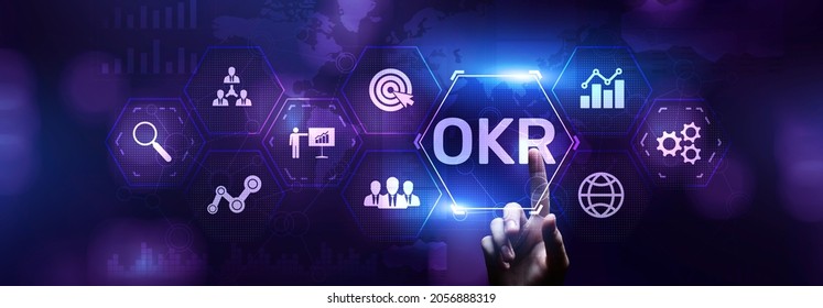 OKR Objective Key Result Business Finance Concept On Screen.