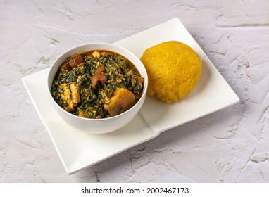 Okra Soup Served With Garri