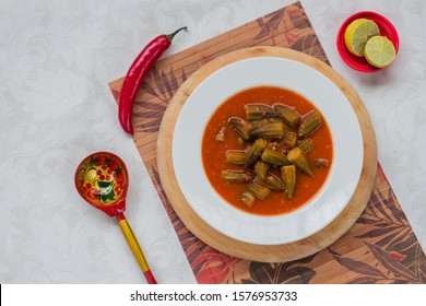 Okra With Stew Sauce, Made From The Egyptian Cuisine