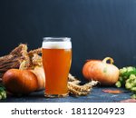 Oktoberfest beer seasonal decoration on a dark table