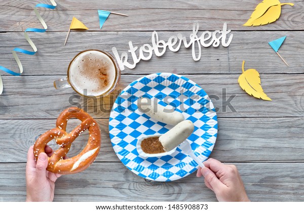 Oktoberfest Traditional Festival Food White Sausages Stock Photo