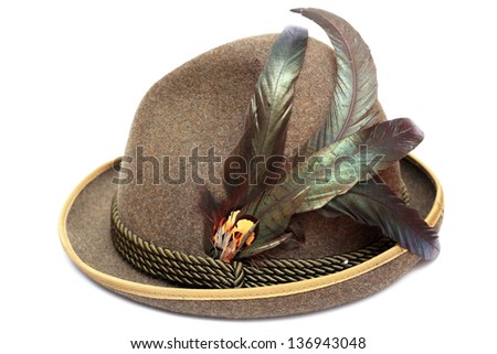 oktoberfest traditional german hat decorated with beautiful feathers