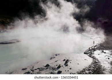 Oku No Yu.The Smaller Hot Spring Pond at Hell Valley ,Noboribetsu In  Hokkaido,Japan