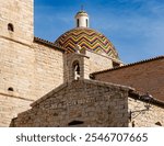 Olbia, Italy - Detailed view of the dome of the Church of St. Paul the Apostle (Chiesa di San Paolo Apostolo) in the historic old town of Olbia