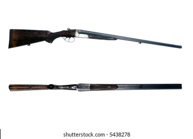 An old 16-gauge side by side shotgun, used to shoot woodcock. Clipping Path Included!