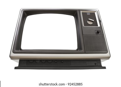 Old 1970's Television Isolated On White.