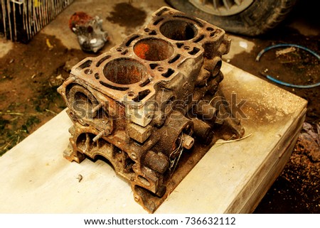 Old 3 cylinder engine block Stock photo © 
